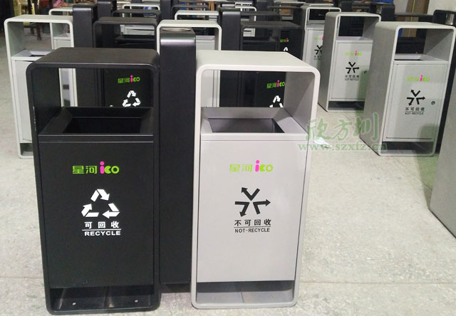 不銹鋼烤漆戶外分類(lèi)垃圾桶