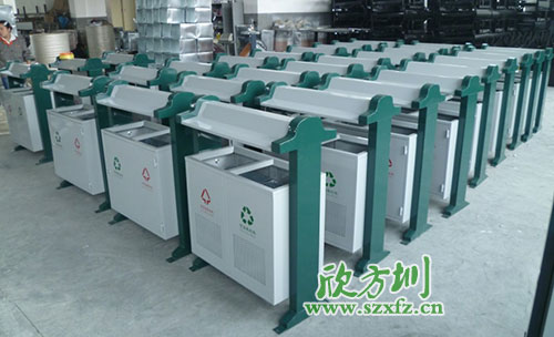 欣方圳鋼板分類垃圾桶，二十年專為小區(qū)潔凈服務(wù)