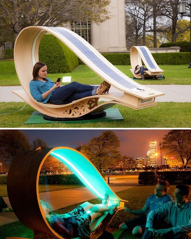 太陽(yáng)能戶外休閑椅子夜晚能發(fā)光，創(chuàng)意設(shè)計(jì)裝飾公共空間藝術(shù)性
